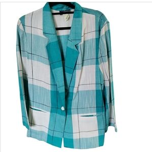 Vintage Haberdashery Linen Plaid Blazer Jacket Woven Resortwear USA Made